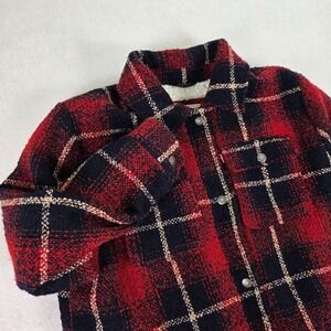 Levi Strauss & Co Sherpa Lined Plaid Jacket Red Navy Women's Size  Large‎